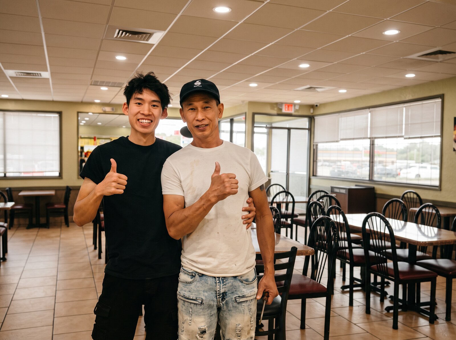 Ken and his father in the Pho Love dining room